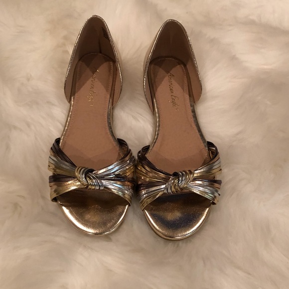 NWOB American Eagle Metallic Gold Bowknot Flats - Picture 4 of 6